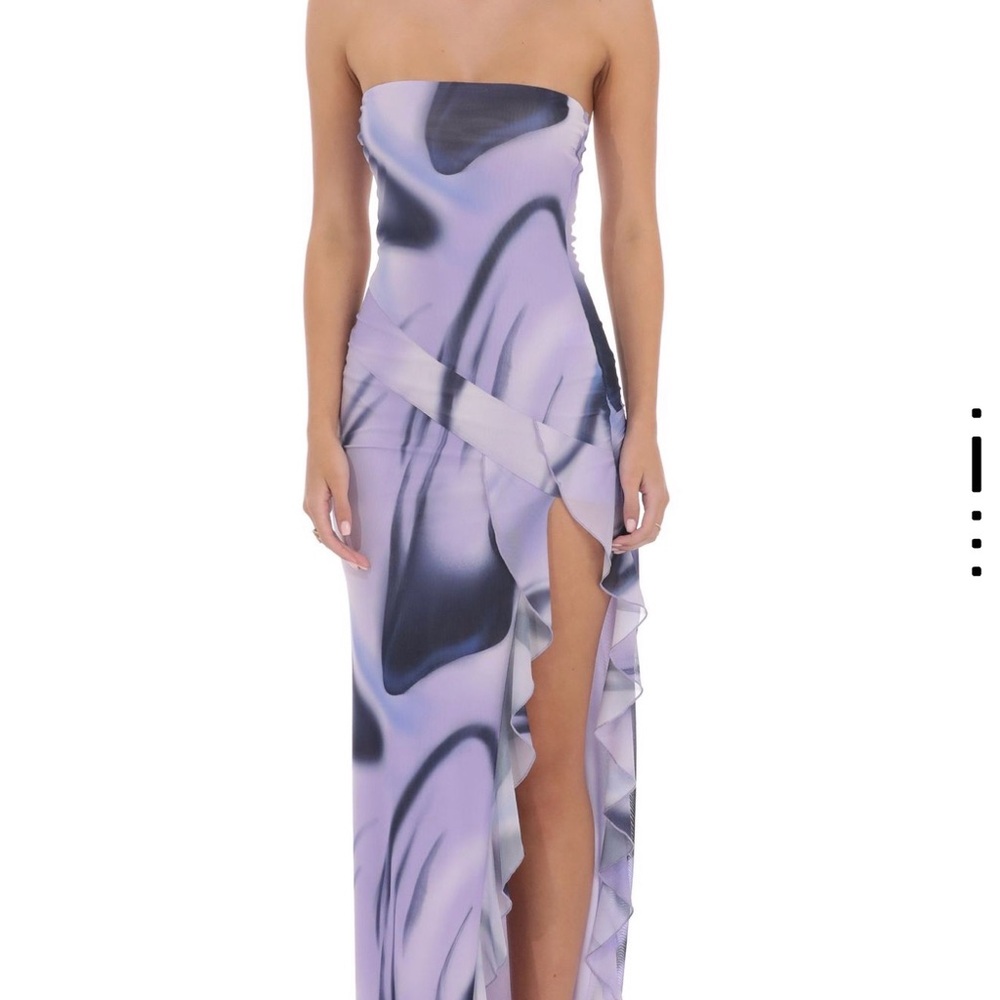 NWT - Lucy in the Sky Strapless Purple and Black Dress with slit